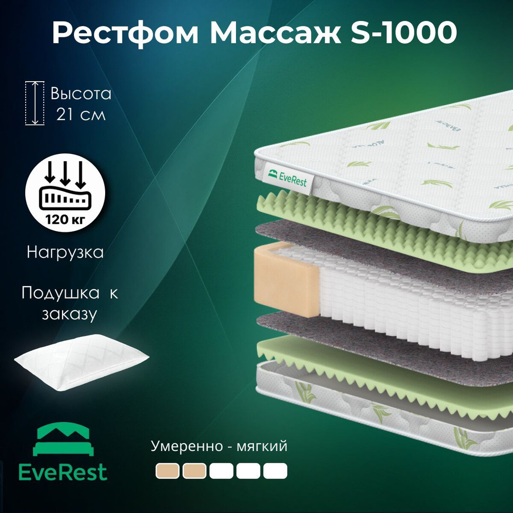 Everest Матрас Рестфом Массаж S1000, Независимые пружины, 135х186 см  #1