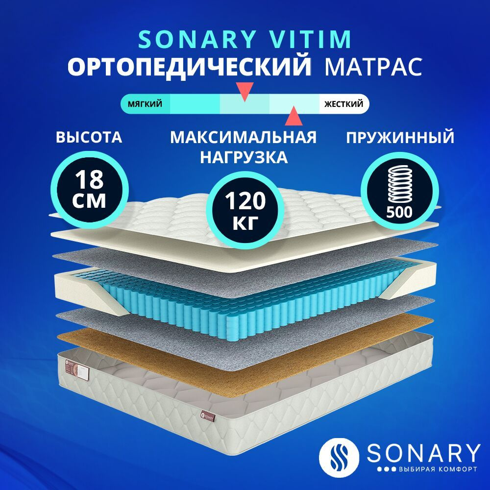 SONARY Матрас Vitim, Независимые пружины, 160х175 см #1