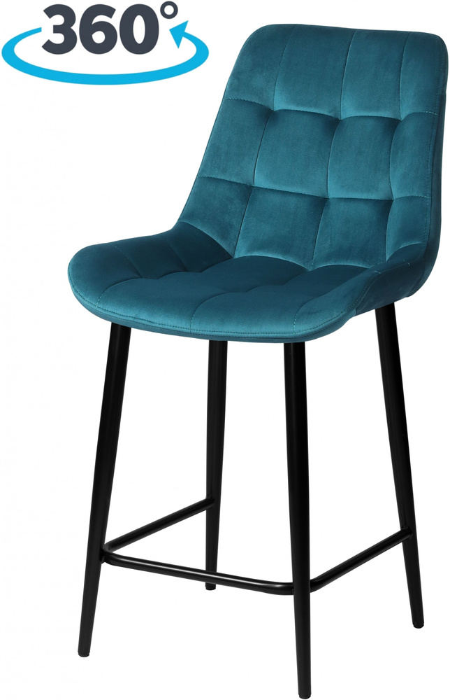 Полубарный поворотный стул Эйден 65 см с механизмом на 360 градусов изумрудный / черный  #1