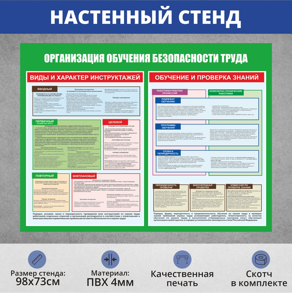 Информационный стенд по охране труда "Организация обучения безопасности ...