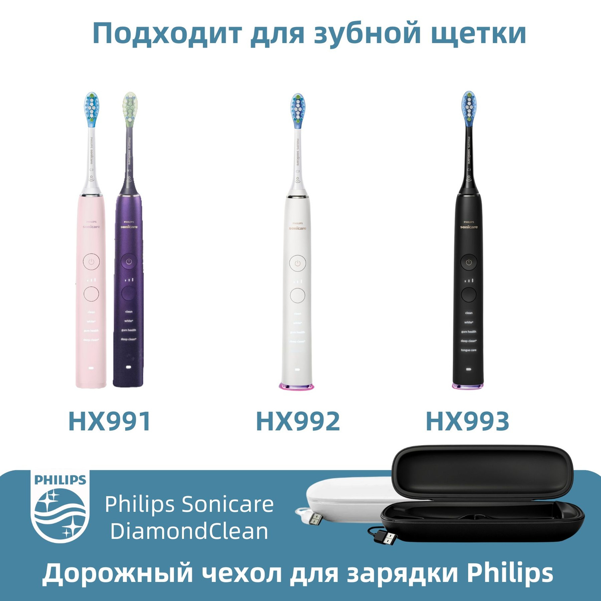 Черный чехол для зубной щетки Philips Sonicare 9000 9300 9500,USB ...