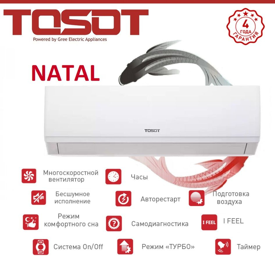 Сплит-система Tosot Natal New T28H-SnN2/I/T28H-SnN2/O, для помещения до 80 кв.м.  #1