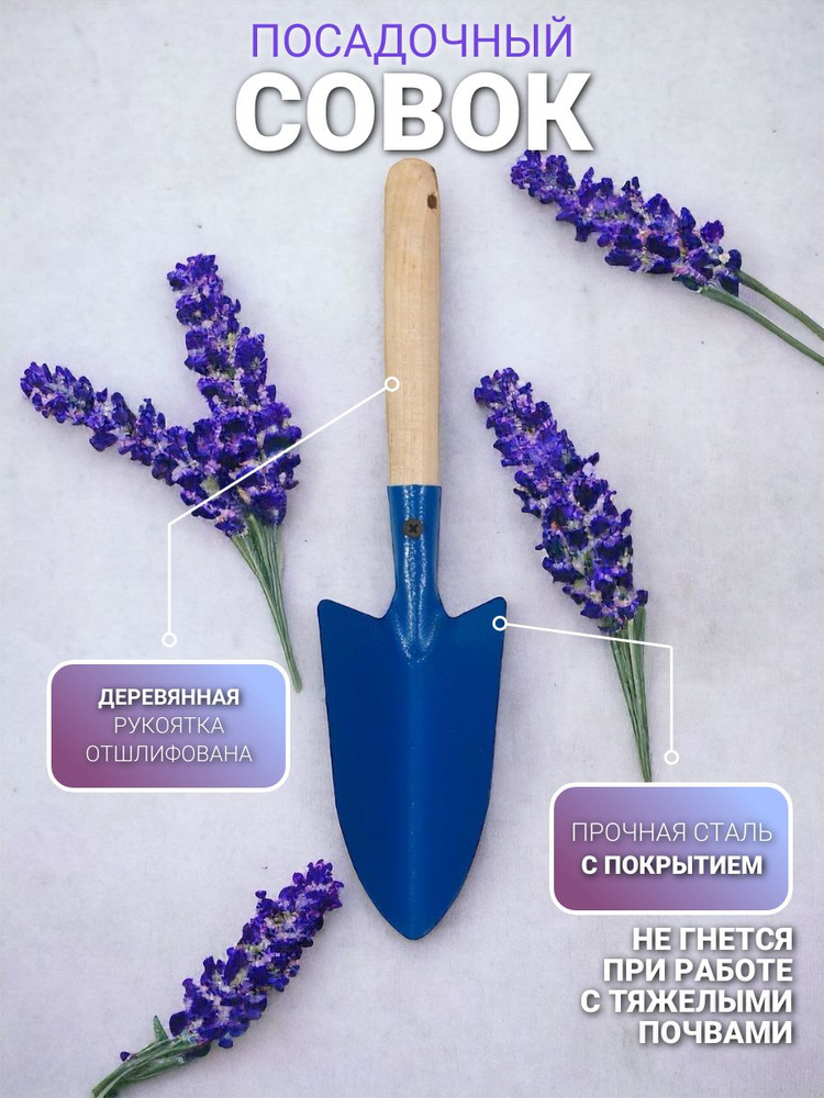 Совок садовый посадочный с деревянной ручкой / Лопата садовая посадочная маленькая / Инструмент для сада #1