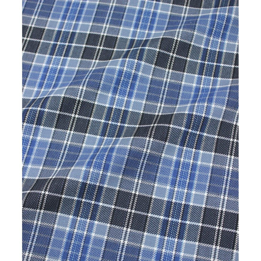 Ткань для шитья(1,5 м) Фуле "Клетка" цв.серо-голубой/синий/графитово-черный, ш.1.45м, хлопок-100%, 180гр/м.кв #1