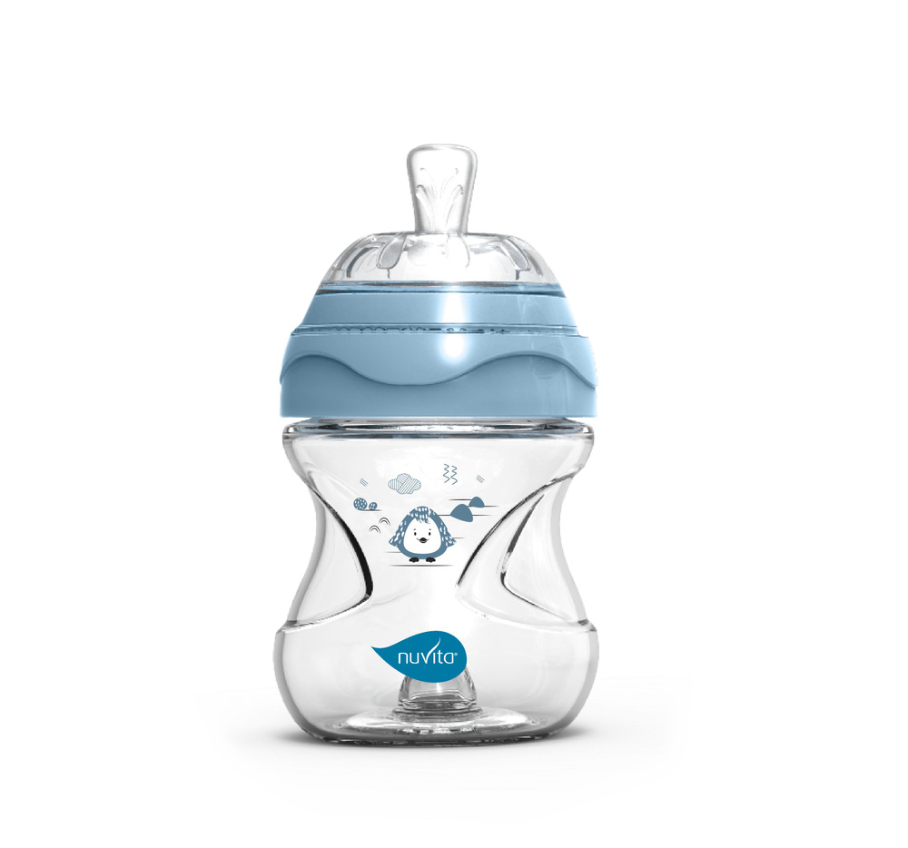 Антиколиковая бутылочка Nuvita Materno Feel 150 мл, пластик, голубой ...