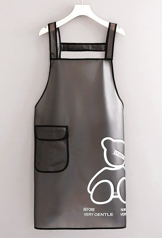 Универсальный водонепроницаемый маслостойкий фартук из ТПУ на завязках с карманом черный  #1