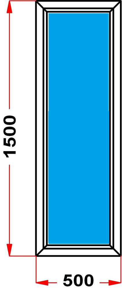 Окно из профиля Grunder 60 мм (1500 x 500), не открывающееся, стеклопакет 3 стекла  #1