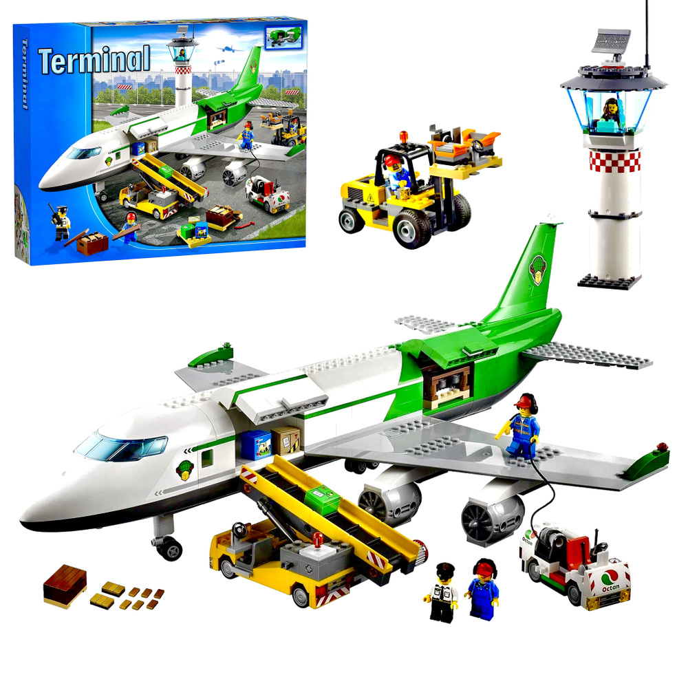 Конструктор сити набор "Терминал Аэропорта" 658 деталей 5 фигурок, самолет боинг ( модель technology #1
