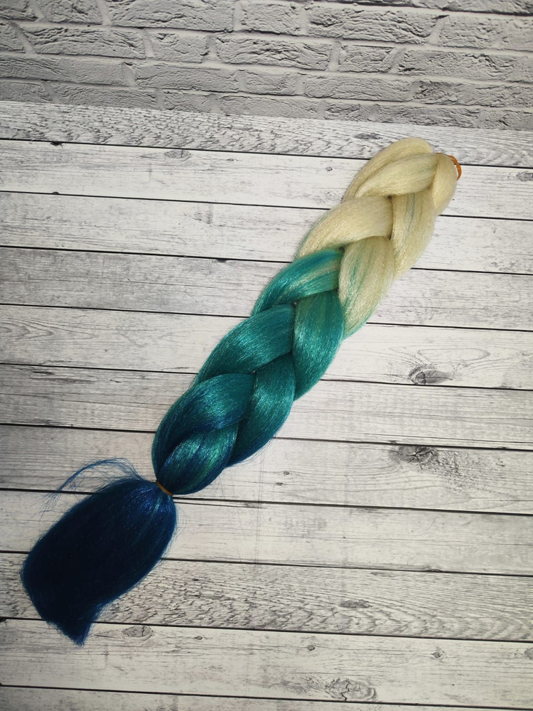 Канекалон трехцветный (блонд-голубой-синий) 60 см #1
