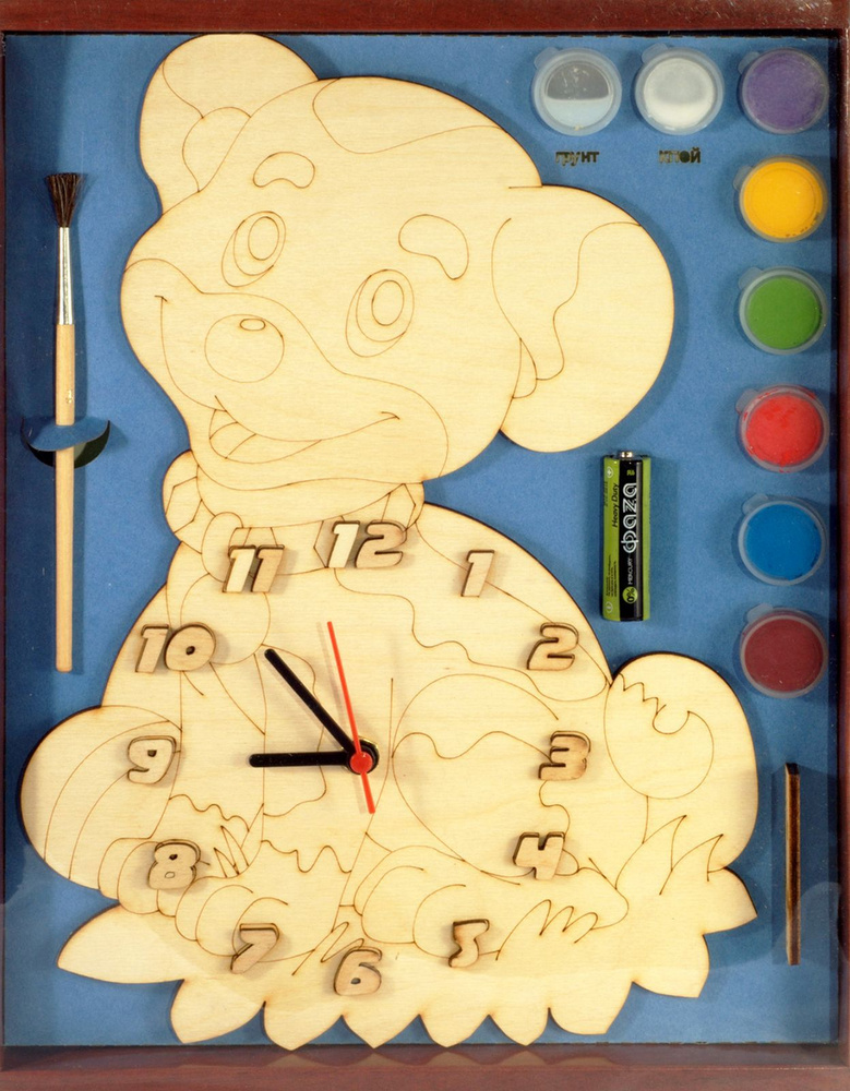 Набор для росписи Нескучные игры Часы "Собачка" с циферблатом, с красками (УТ000016174)  #1