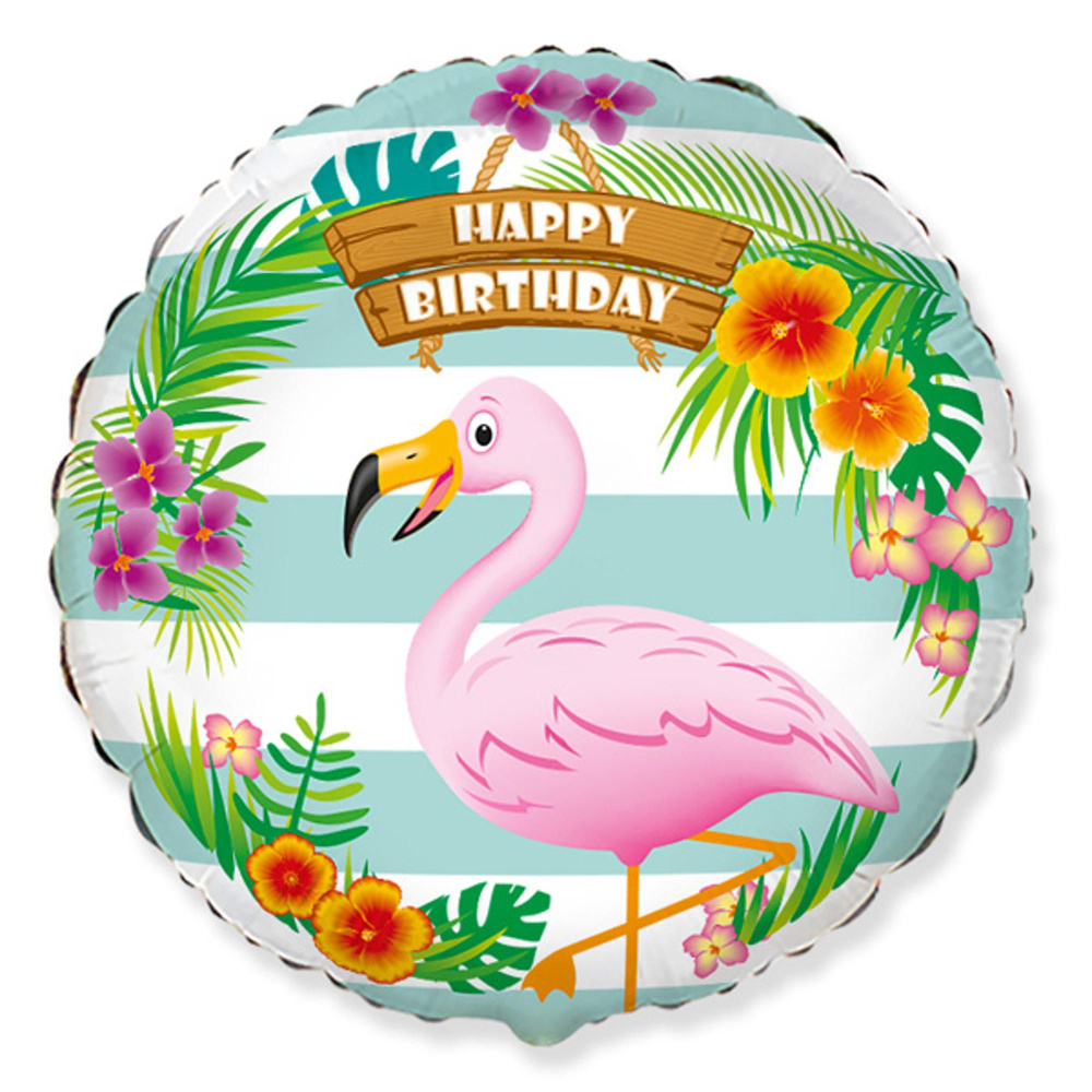 Круг С Днем Рождения Фламинго 18"/45 см #1