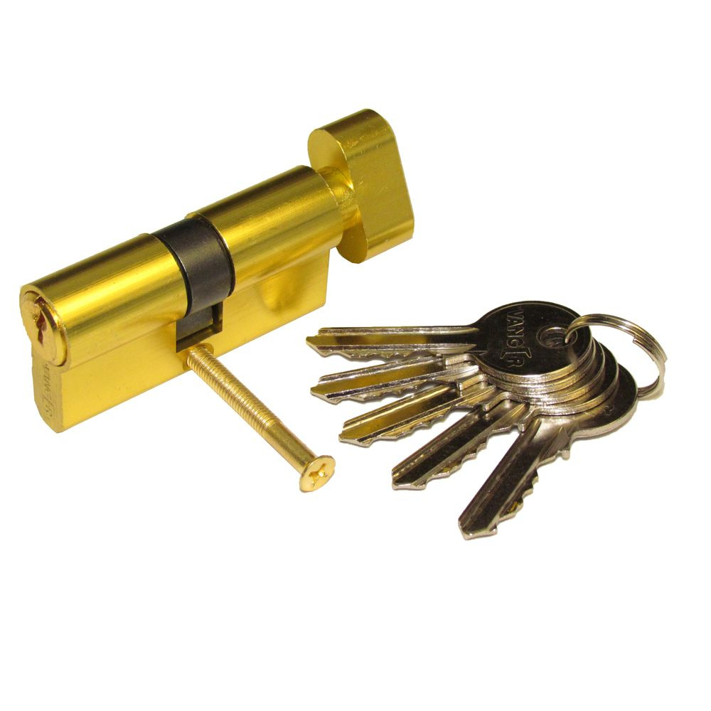 Цилиндр для замка EL60C 30х30 мм ключ-завертка золото, 1 комплект в заказе  #1