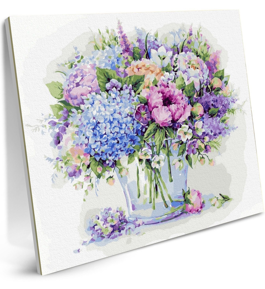 Картина по номерам на холсте 40x50 Акварельные цветы Холст на подрамнике с оргалитом  #1