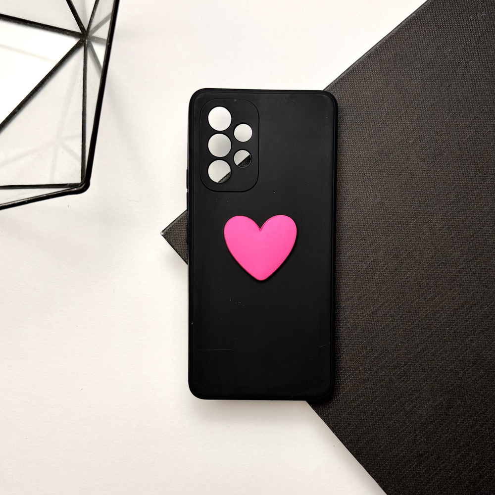 Чехол для Samsung A53 Черный с сердцем #1