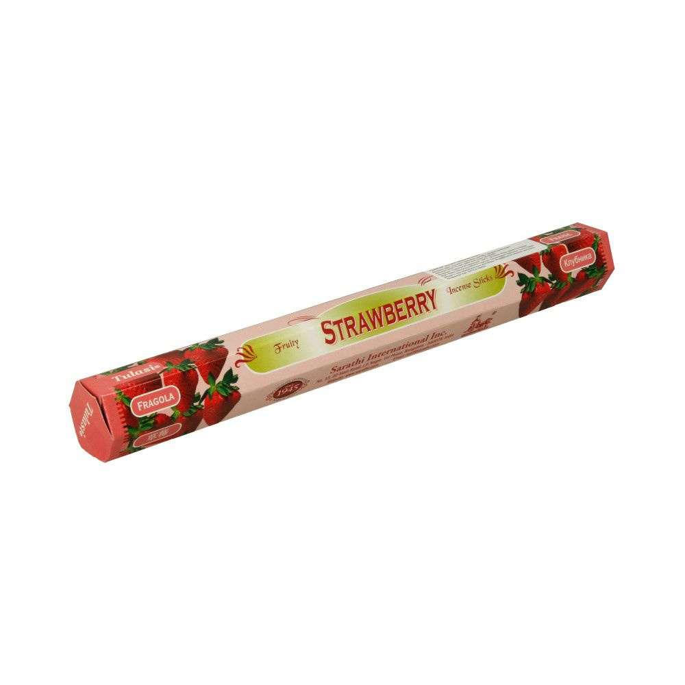 Tulasi STRAWBERRY Fruity Incense Sticks, Sarathi (Туласи благовония КЛУБНИКА, Саратхи), уп. 20 палочек. #1