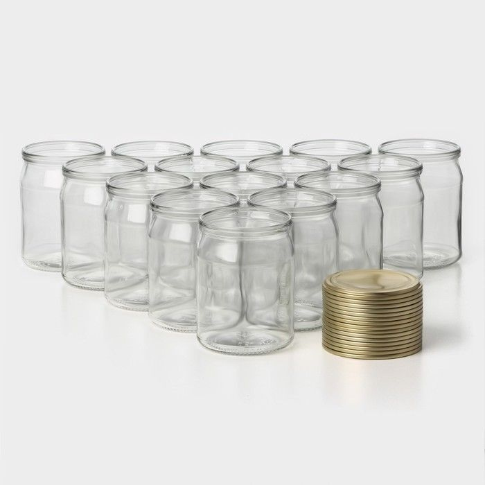 Набор стеклянных банок с крышкой Доляна, СКО-82 мм, 0,5 л, 15 штук  #1