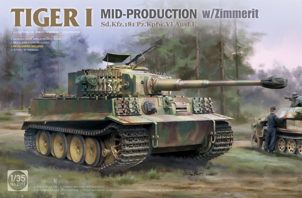 Tiger I (Тигр) Mid w/Zimmerit Pz.Kpfw.VI Ausf.E 2198 Takom Сборная модель 1:35 #1