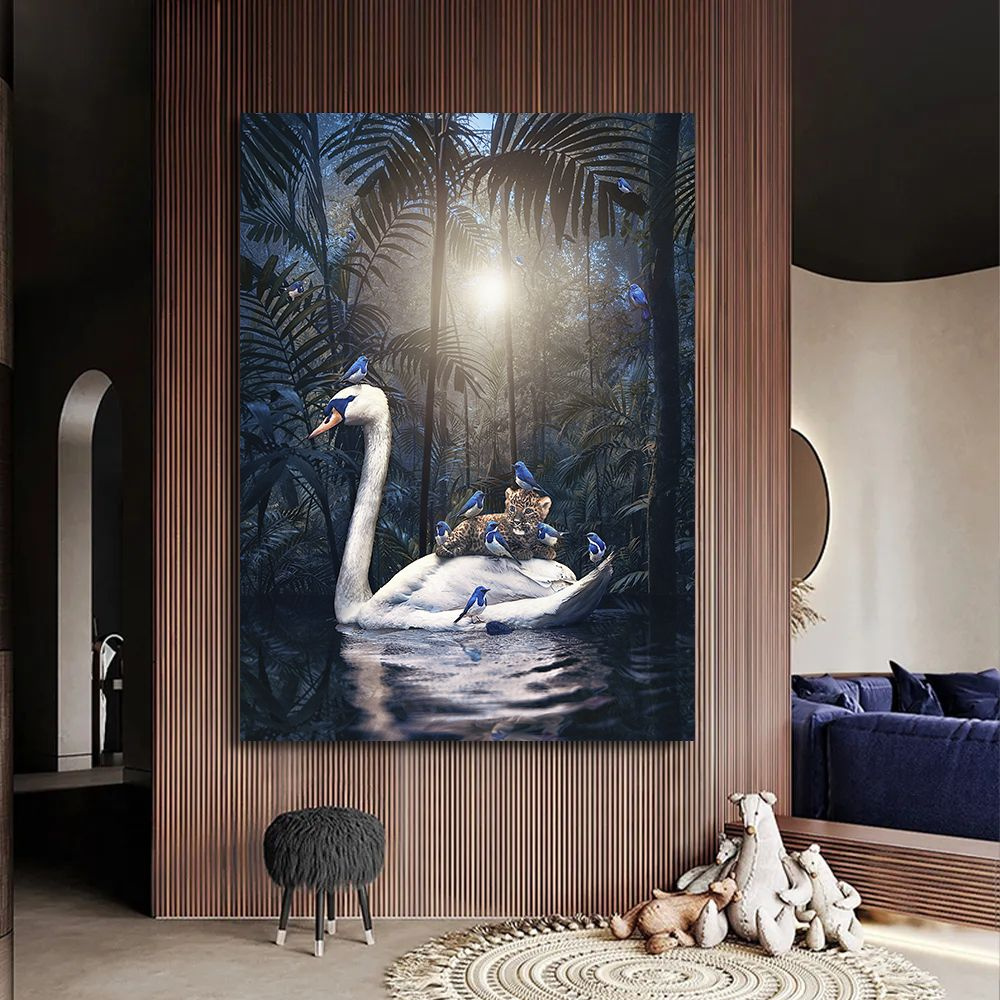 Картина Лебедь с леопардом, 40х60 см. #1