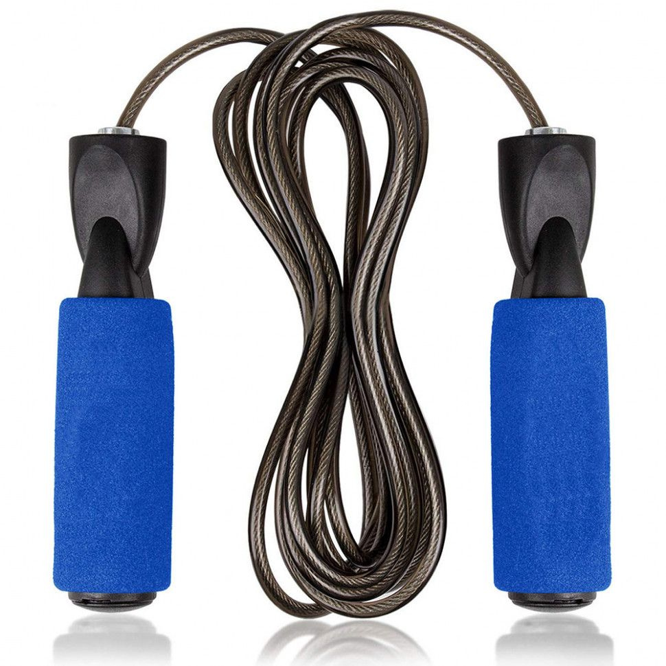 Скакалка с подшипником JJ-301 шнур 3,05м металл. тросс (синий) (E33368)  #1