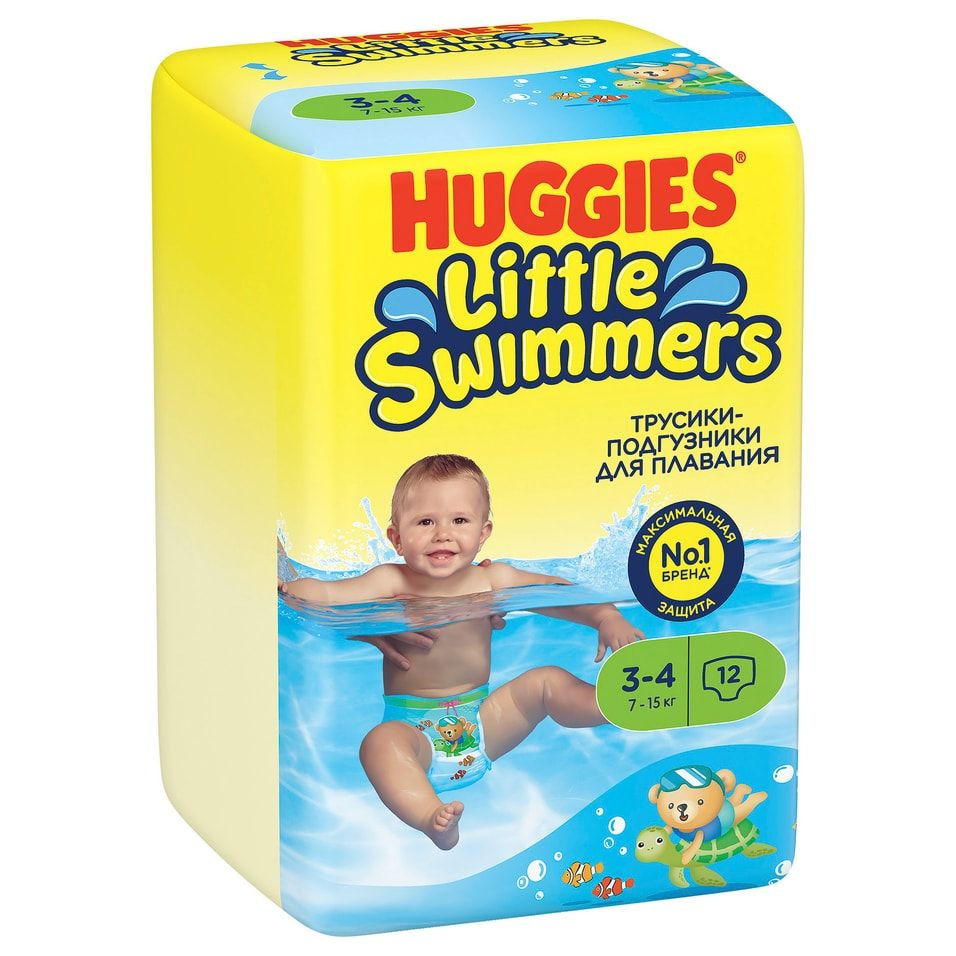 Подгузники трусики Huggies Little Swimmers для плавания 7-15кг 3-4 размер 12шт х 2 шт  #1