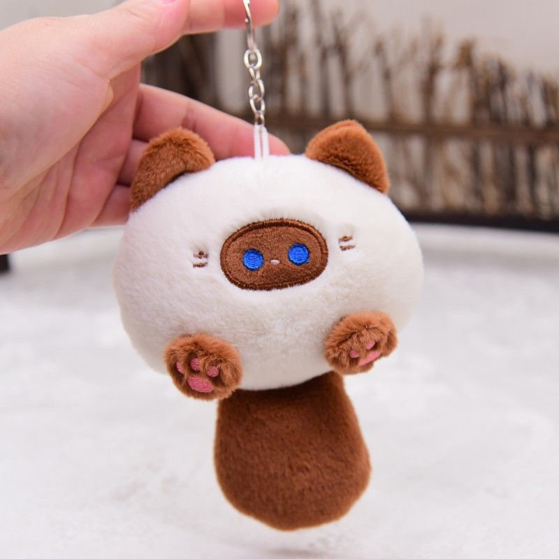 Брелок мягкий милая бежевая кошка для ключей, подвеска на сумку, брелок игрушка  #1