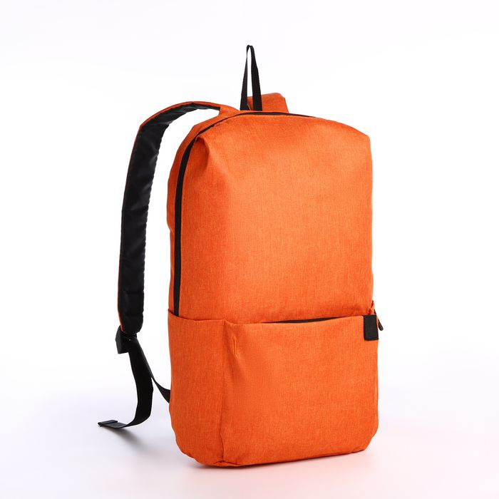 Рюкзак молодёжный из текстиля на молнии, водонепроницаемый, наружный карман, цвет оранжевый (однотоный) #1