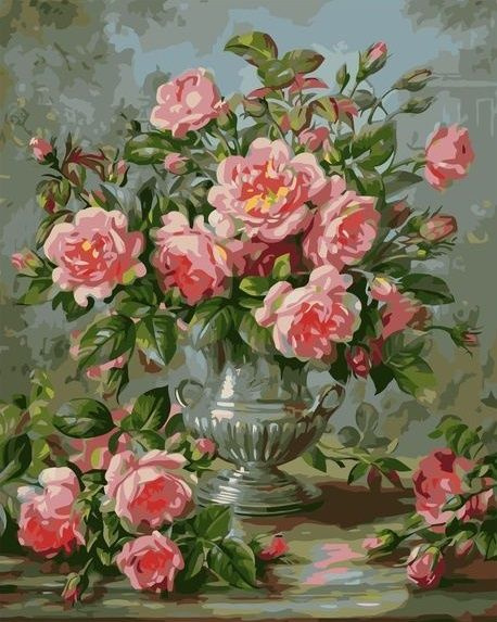 Картина по номерам 40x50 см на холсте (на подрамнике) "Букет роз" /Живопись по номерам  #1
