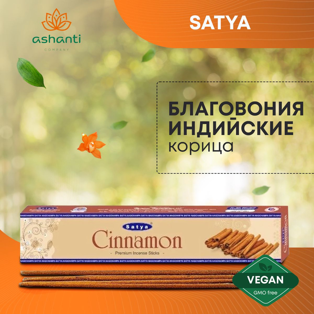 Благовония Cinnamon (Корица) Ароматические индийские палочки для дома, йоги и медитации, Satya Premium #1