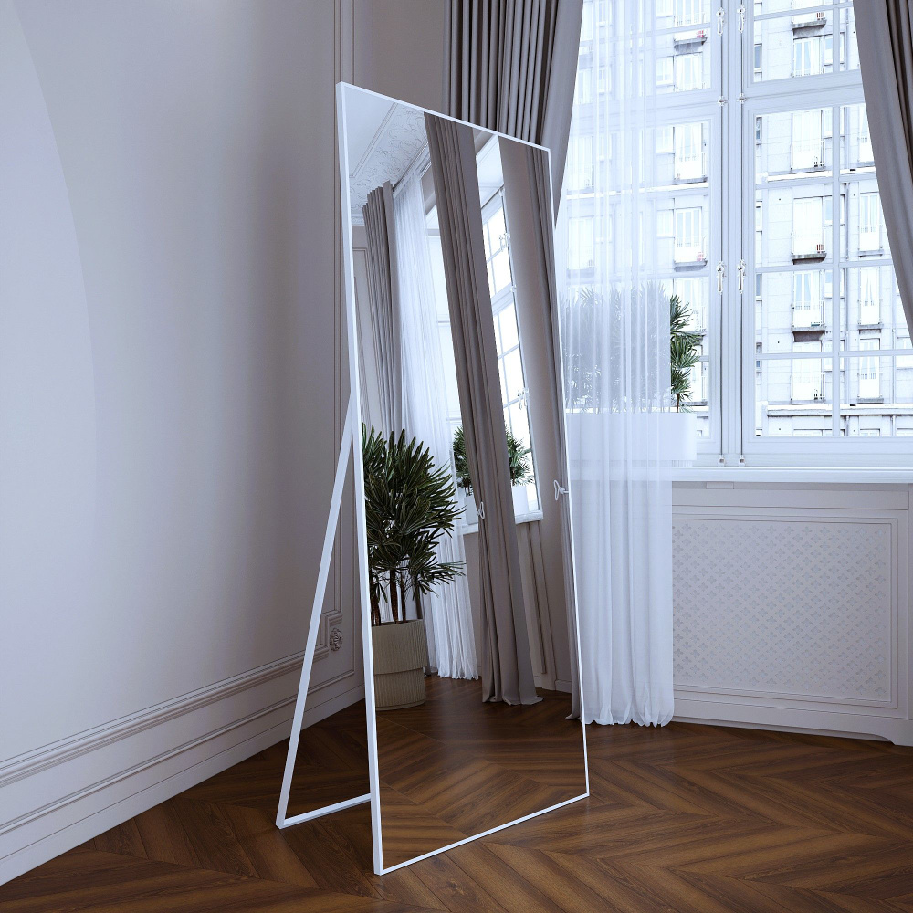 Напольное зеркало на подставке белое прямоугольное в прихожую или в спальню TODA ALMA 160х50 см  #1