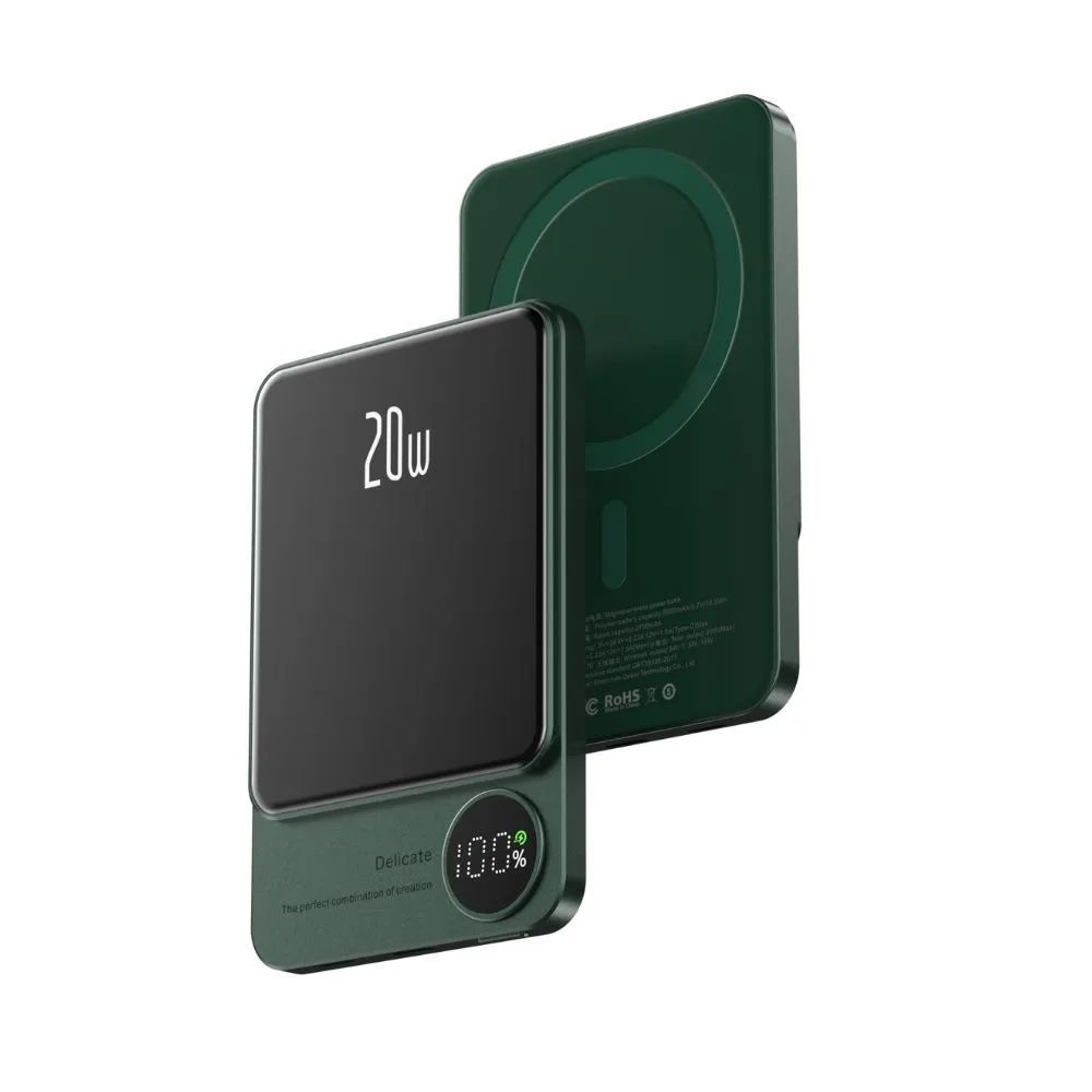 Внешний аккумулятор Magnetic Wireless Power Bank Q9 20W 5000mah, 5000 мАч, зеленый  #1