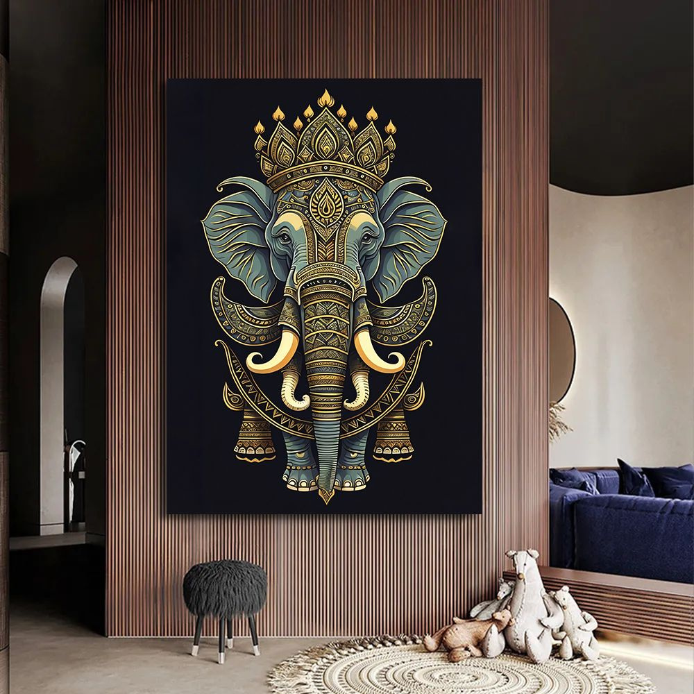 Картина для интерьера слон, мандала 60х80 см. #1