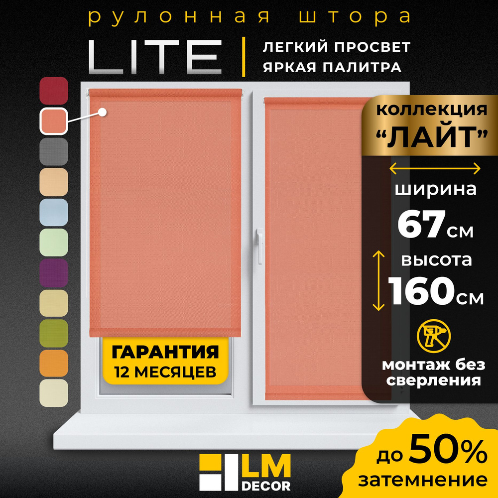 Рулонные шторы LmDecor 67х160 см, жалюзи на окна 67 ширина, рольшторы  #1