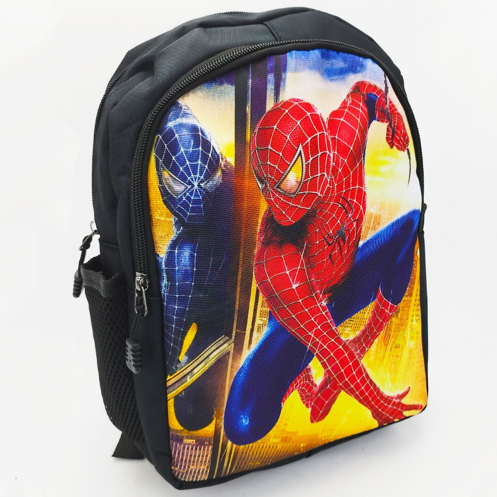 Рюкзак детский Человек паук Враг в отражении, цвет - черный / Дошкольный рюкзачок для мальчика Spider #1