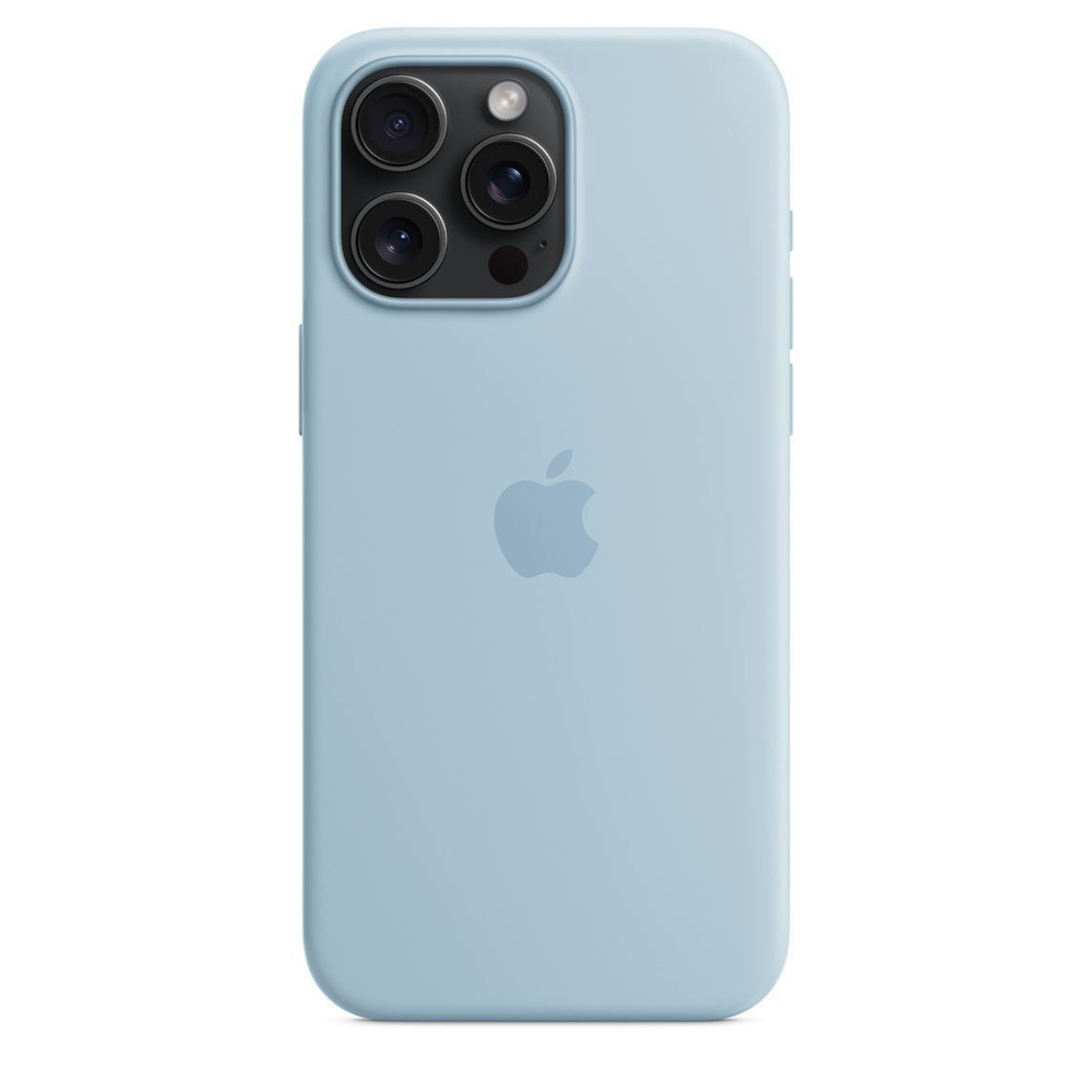 Чехол-накладка Silicone Case MagSafe для iPhone 15 / Light Blue + Защитное стекло Sparta  #1