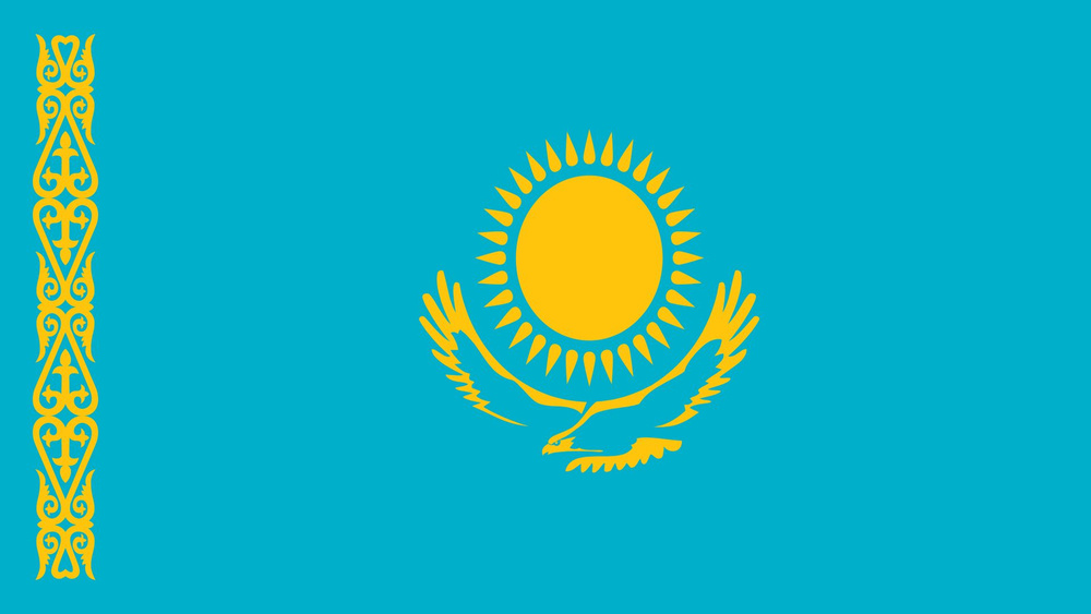 Флаг Республики Казахстан. Большой 90х150 см/ Двухсторонний/ Прочный/ Карман для древка  #1
