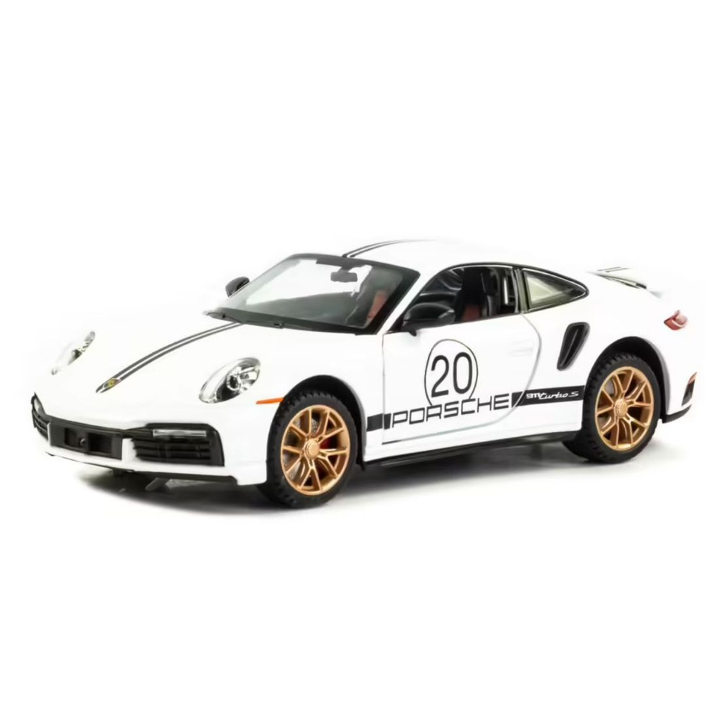 Машинка металлическая коллекционная инерционная Модель Порше Porsche 911 Turbo S 21 см подарок для мальчиков #1