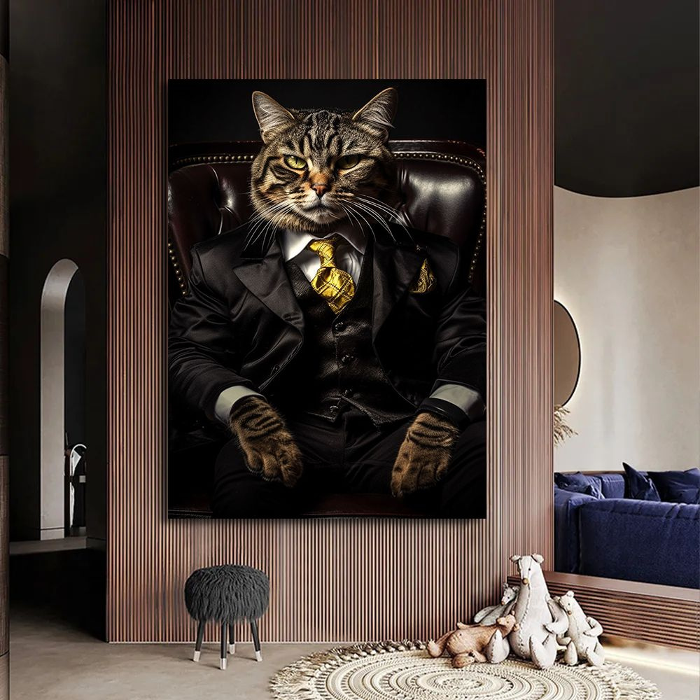 Картина с котами, кот сидит в кресле, 60х80 см. #1