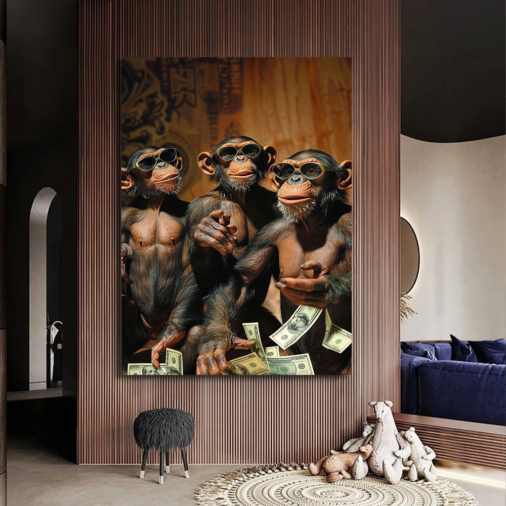 Картина в интерьер 3 обезьяны, 50х70 см. #1