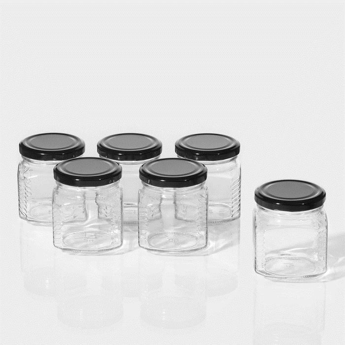 Набор стеклянных банок с крышкой для консервации, ТО-66 мм, для свечей, 0,25 л, 6 штук в наборе  #1