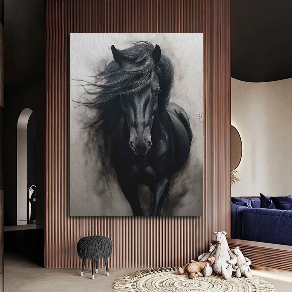 Картина с черной лошадью, 50х70 см. #1
