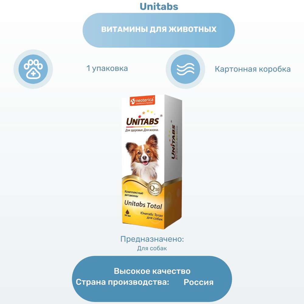 Витамины для животных Unitabs Total витаминный комплекс для собак, 50 ...