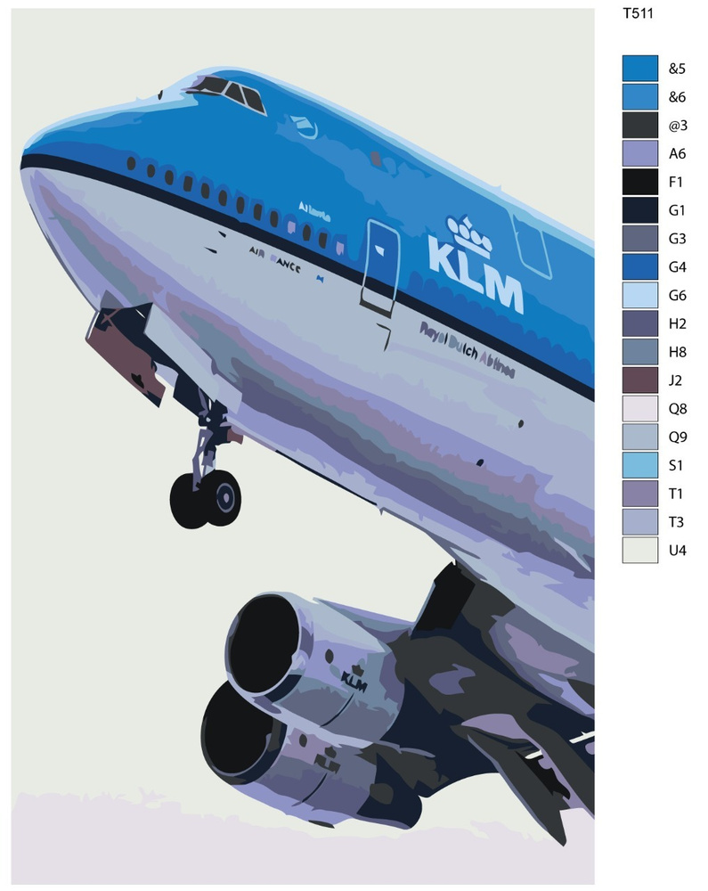 Картина по номерам T511 "САМОЛЕТ KLM" 60x90 #1