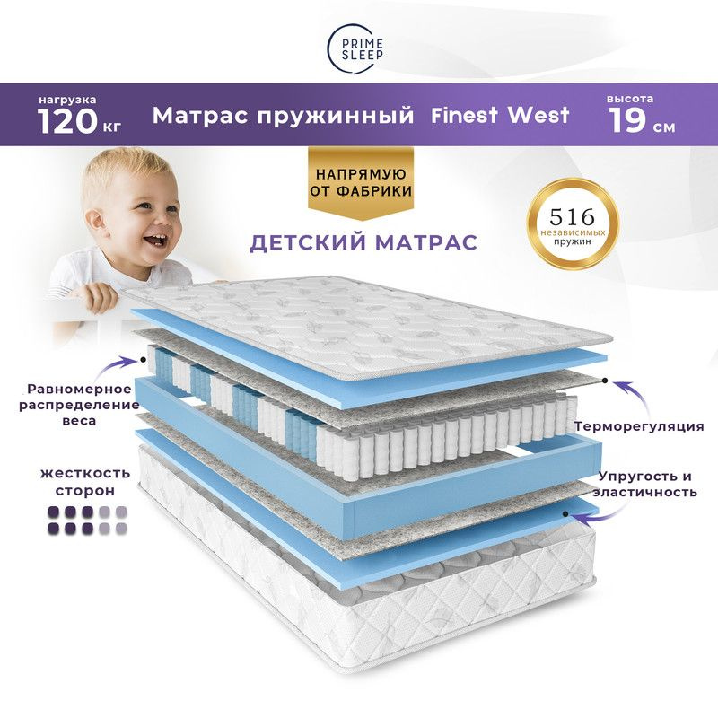 PRIME SLEEP Матрас Finest West, Независимые пружины, 70х180 см #1