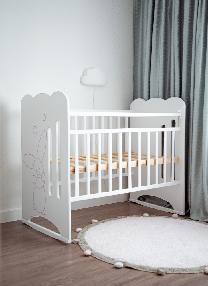 Кроватка детская для новорожденных VERAHOME "Зайчонок" колесо-качалка  #1