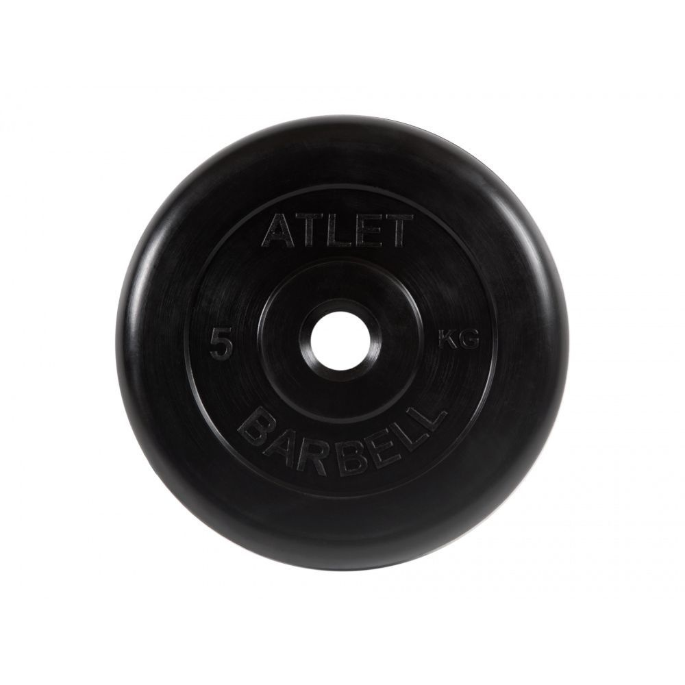 Диск обрезиненный Barbell "Атлет", чёрный, 31 мм, 5 кг #1