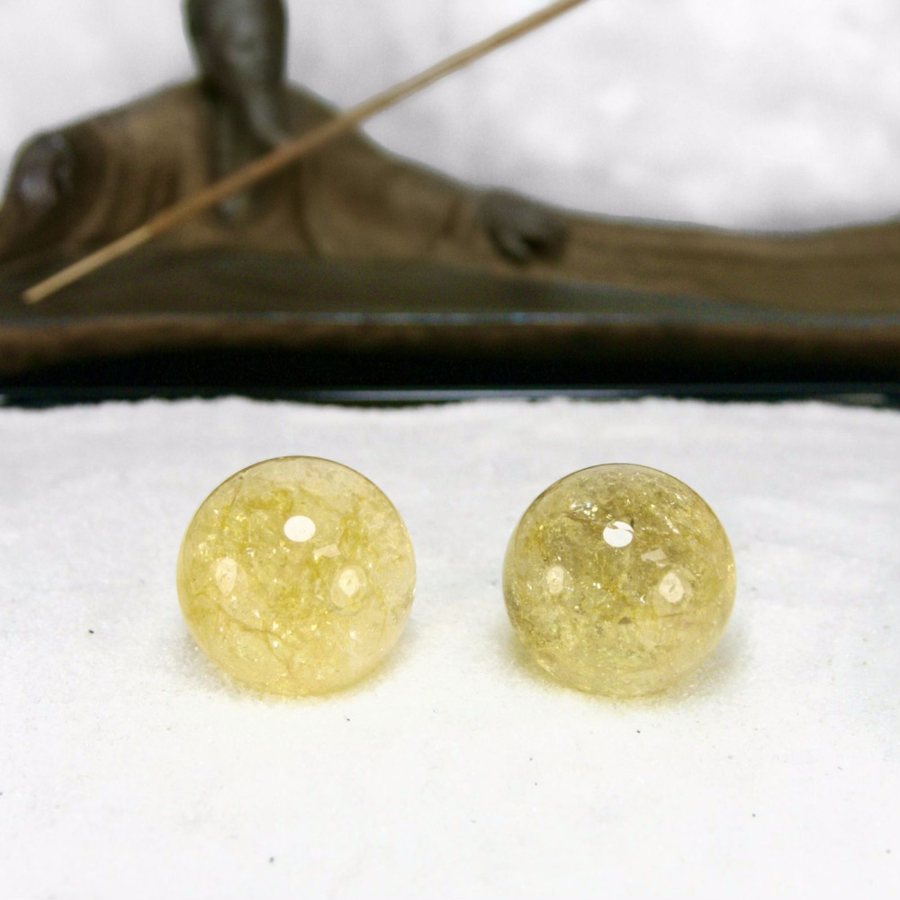 Массажные шары Баодинг Цитрин - диаметр 20-23 мм, натуральный камень, 2 шт - для стоунтерапии, здоровья #1