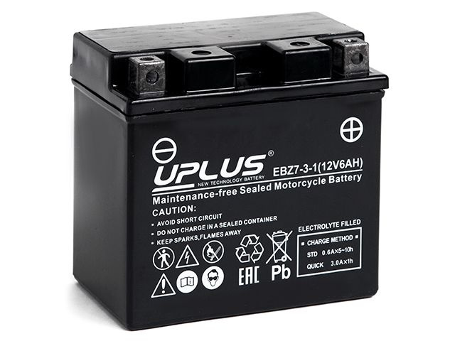 Аккумулятор UPLUS AGM EBZ7-3-1 6Ah ОП 130A мотоциклетный #1