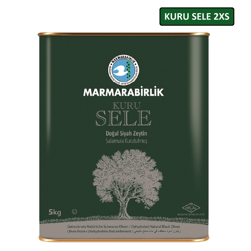 Оливки вяленые черные натуральные MARMARABIRLIK KURU SELE 2XS (351-380), с косточкой, ж/б, нетто 5000 #1