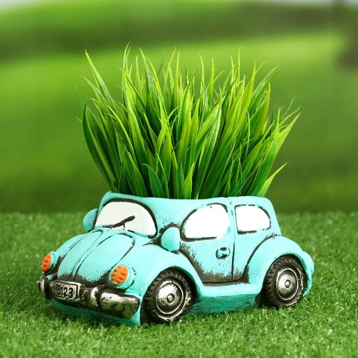 Горшок "Машинка" зеленый, 14,5х9х6см #1