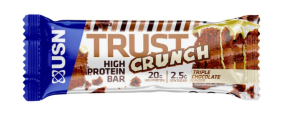 USN Протеиновый батончик Trust Crunch 60 г, Тройной шоколад #1